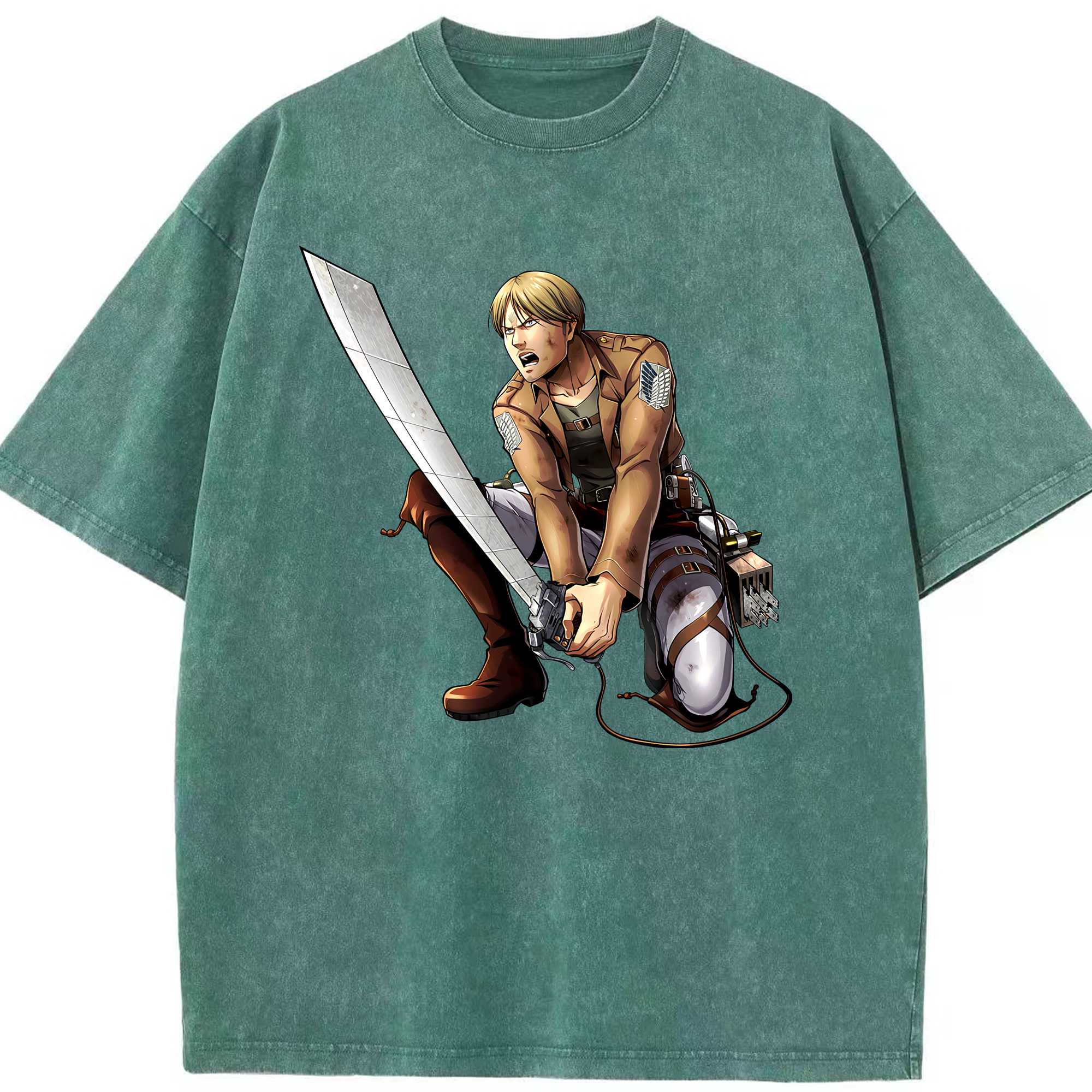（画像用） 進撃の巨人 ミケ·ザカリアス Attack on Titan Mike Zakarius 綿100% ヴィンテージ風 半袖Tシャツ（フロントプリント）
